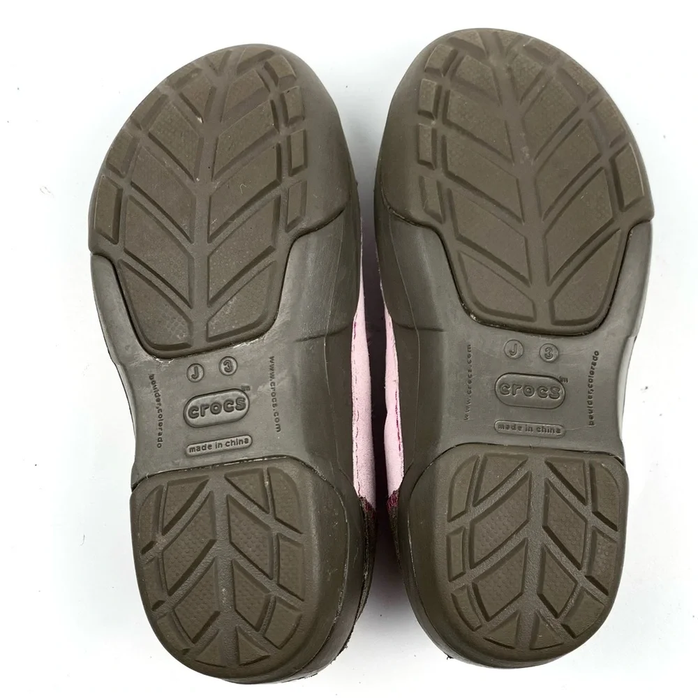 Crocs Big Girls Size 2 Brown & Pink Suede MaryJane